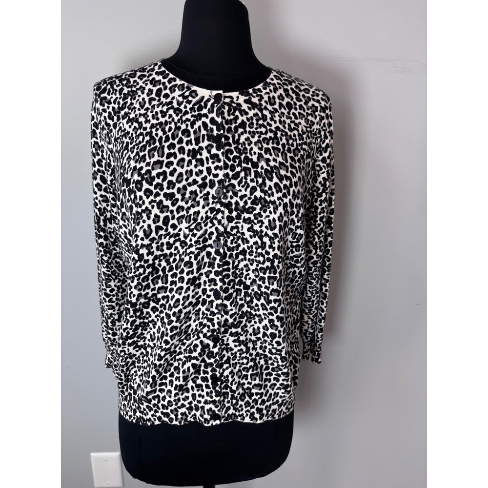 JOSEPH A Womens Leopard Print Long Sleeve Knit Sweater Top Size L